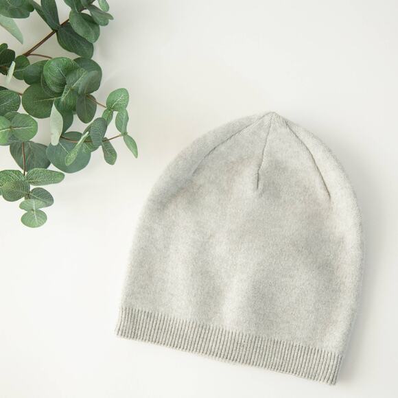 Light Heather Grey Cashmere Blend Beanie - Picture 1 of 4